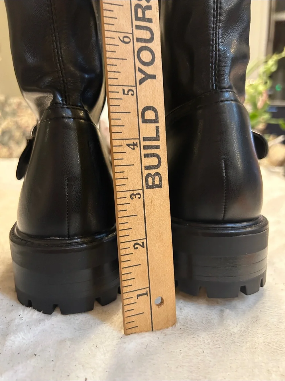 Nine West Black Over-the-Knee Lug Sole Riding Boots with Buckle